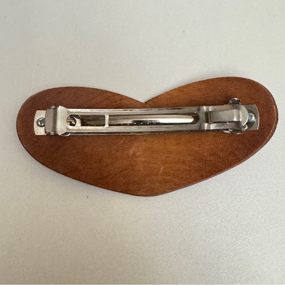 Handmade Wood Hair Barrette Clip Heart Wood No Glue, Screwed Into Wooden Heart - Picture 5 of 10